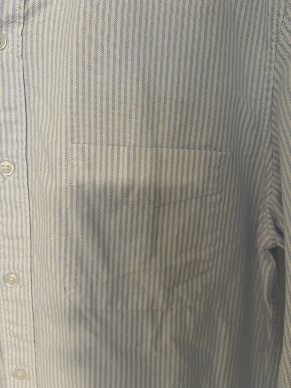J. Crew Men's Light Blue and White Striped Button-Down Shirt Slim Fit